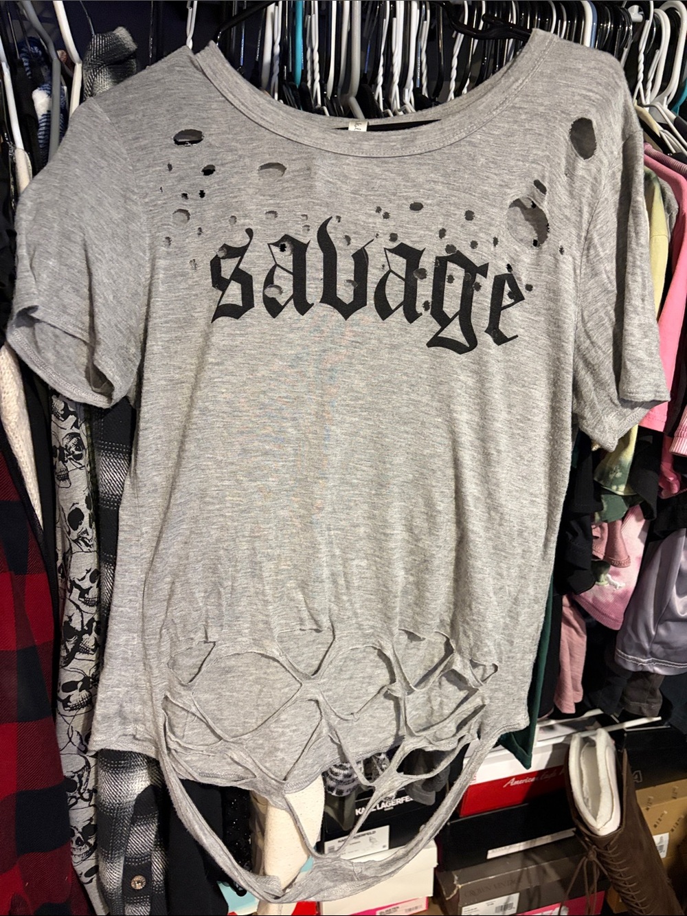 Salvage Gray Distressed Graphic Tee